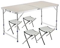 Фото Стіл для пікніка Folding table +4 chairs білий мармур NO.2