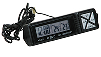 Фото Внутрішній і зовнішній термометр з годинником VST-7066 чорний